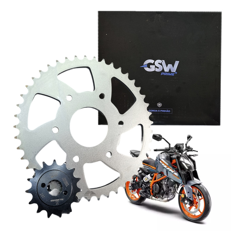 SEMI KIT COROA E PINHÃO GSW - KTM DUKE 390 2015 A 2025 - 45/15T