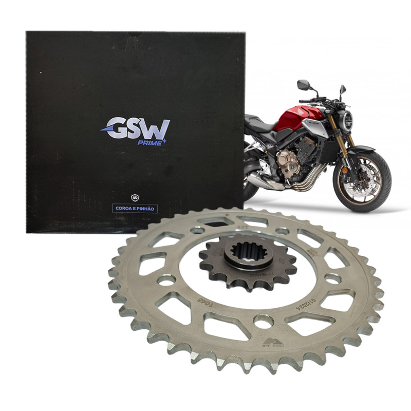 SEMI KIT COROA E PINHÃO GSW - HONDA CB 650R 2015 A 2022, HONDA CB 650F 2015 A 2022 - 42/15T