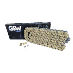 CORRENTE GSW PRIME 525 SX 122L DOURADO/PRETO - HONDA CBR 600RR CB 650R CBR 650F CBR 1000RR; YAMAHA MT-09 YZF-R6 TRACER 9; KAWASAKI Z900 NINJA 650 NINJA 1000; SUZUKI GSX-S750 GSX-R600 GSX-R1000; BMW F900R F800GS