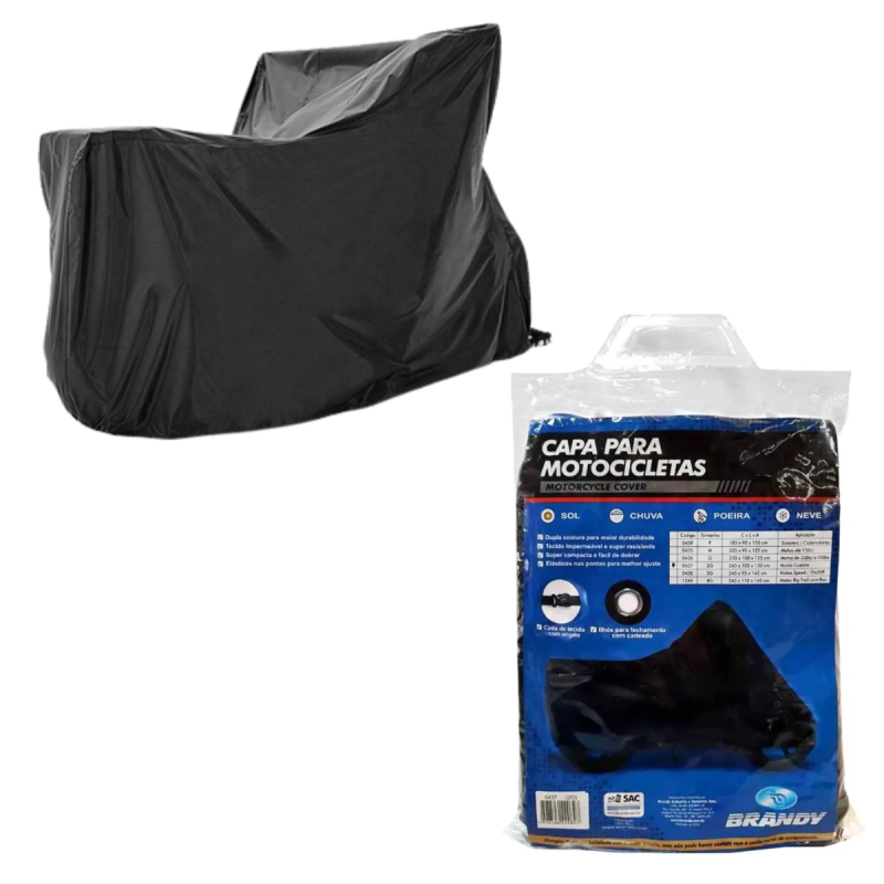 CAPA P/ COBRIR MOTO - MOTOS BIG TRAIL - BRANDY (TAM. 4G) PROTEGE DO SOL, CHUVA, POEIRA, GEADA; IMPERMEÁVEL E RESISTENTE