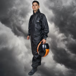 CONJUNTO CAPA DE CHUVA MASCULINA PVC PIONEIRA - TAMANHO XG - COMBATE COM GOLA - PRETO 