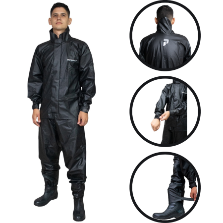 CONJUNTO CAPA DE CHUVA MASCULINA PVC PIONEIRA - TAMANHO G - POP - PRETO