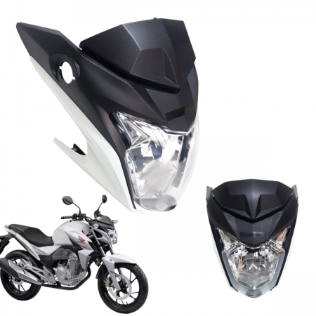 KIT FAROL COM CARENAGENS HONDA CB 250F TWISTER (2016 A 2022) - PLASMOTO - BRANCO PEROLIZADO