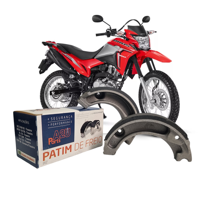 PATIM DE FREIO - A2U PARTS - TRASEIRO/DIANTEIRO (MEDIDA STANDARD) - HONDA BIZ 100 110 125, BROS NXR 125 150 160, CRF 230, XR, XL