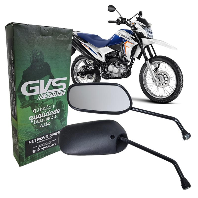 RETROVISOR PAR GVS PRETO MODELO CG TITAN 125 2000 A 2008 M10 HONDA