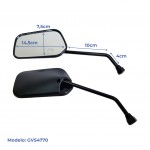 RETROVISOR (PAR) - GVS - PRETO MODELO CG TITAN FAN CARGO MIX 150 2004 A 2013 M10 HONDA