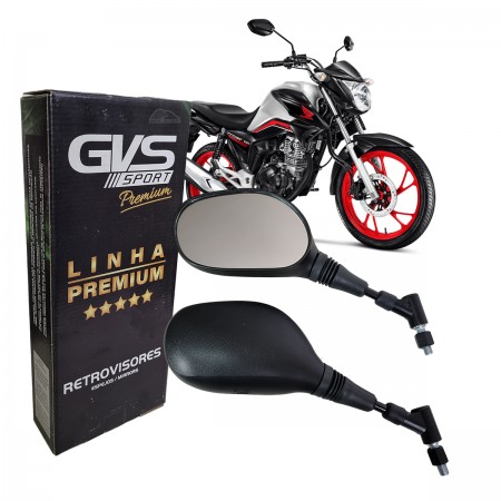 RETROVISOR (PAR) - GVS - PREMIUM GIRO 360 MODELO XT 660 LENTE CONVEXA PRATA HONDA CG FAN BROS CBX CB 300 XRE 300 190 BIZ 100 125