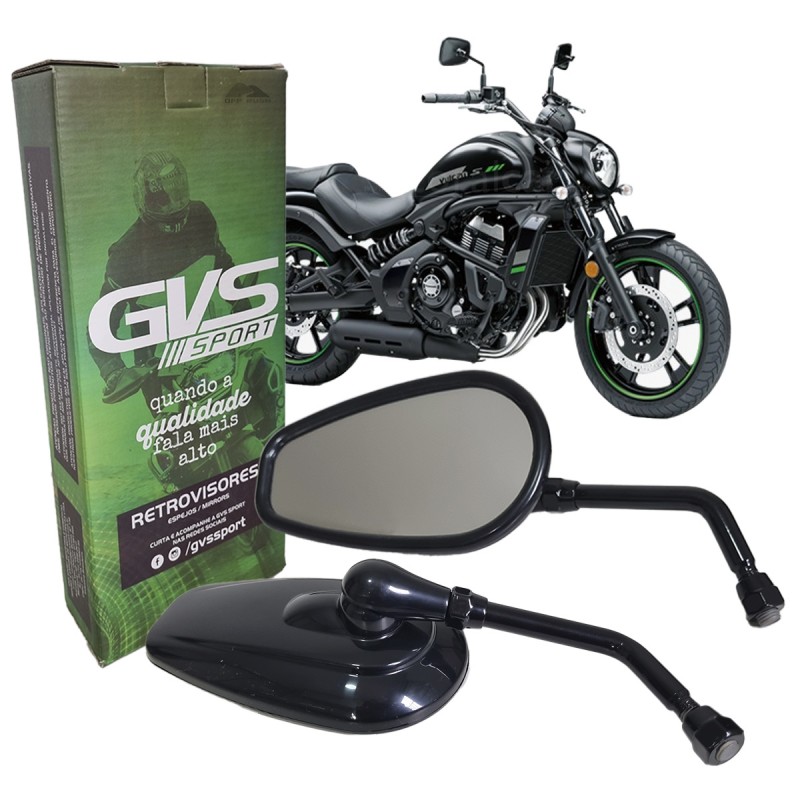 RETROVISOR (PAR) - GVS - MODELO HARLEY DAVIDSON PRETO SHADOW VULCAN MIRAGE BOULEVARD INTRUDER