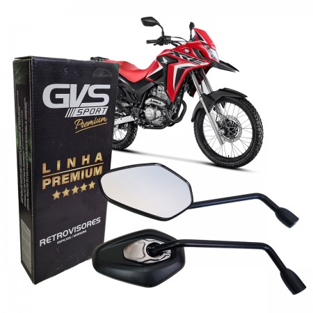 RETROVISOR (PAR) - GVS - PREMIUM MODELO TRIUMPH TIGER 1200 LENTE CONVEXA PRATA CG FAN BROS CBX CB 300 XRE 300 190 BIZ 100 125