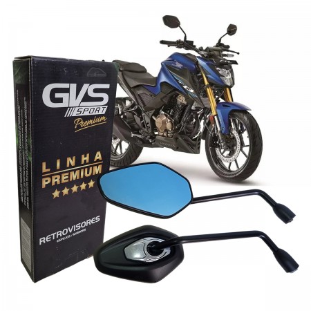 RETROVISOR (PAR) - GVS - PREMIUM MODELO TRIUMPH TIGER 1200 LENTE CONVEXA AZUL CG FAN BROS CBX CB 300 XRE 300 190 BIZ 100 125