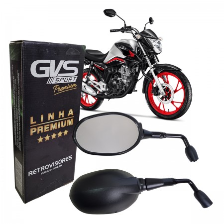 RETROVISOR (PAR) - GVS - PREMIUM MODELO TRIUMPH TIGER 800 HASTE MÉDIA LENTE CONVEXA PRATA CG FAN BROS CBX CB 300 XRE 300 190