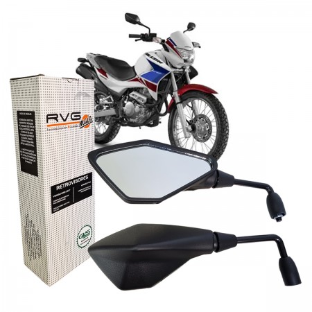 RETROVISOR PAR GVS MODELO KAWASAKI Z400 HASTE LONGA 90 LENTE PLANA PRATA CG FAN BROS CBX CB 300 XRE 300 190 BIZ 100 125