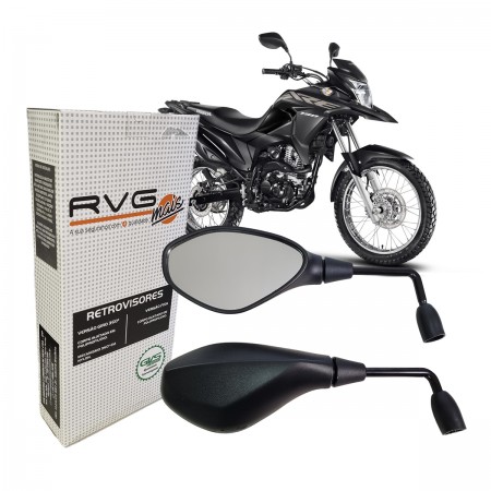 RETROVISOR PAR GVS VERSÃO RVG BMW GS650 LENTE PLANA HASTE LONGA 90 CG FAN BROS CBX CB 300 XRE 300 190 BIZ 100 125