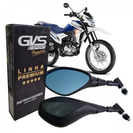 RETROVISOR (PAR) - GVS - PREMIUM GIRO 360 MODELO BMW GS 650 LENTE CONVEXA AZUL CG FAN BROS CBX CB 300 XRE 300 190 BIZ 100 125