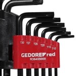 JOGO DE CHAVES TORX L HEXALOBULAR LONGAS CR-V - T10 À T50 - 9 PEÇAS - GEDORE RED - R36455009