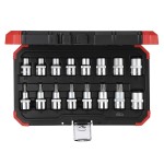 MALETA JOGO DE SOQUETES TORX COM ENCAIXE 1/2" E10-E24 T30-T70 16 PEÇAS