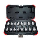 MALETA JOGO DE SOQUETES TORX COM ENCAIXE 1/2" E10-E24 T30-T70 16 PEÇAS