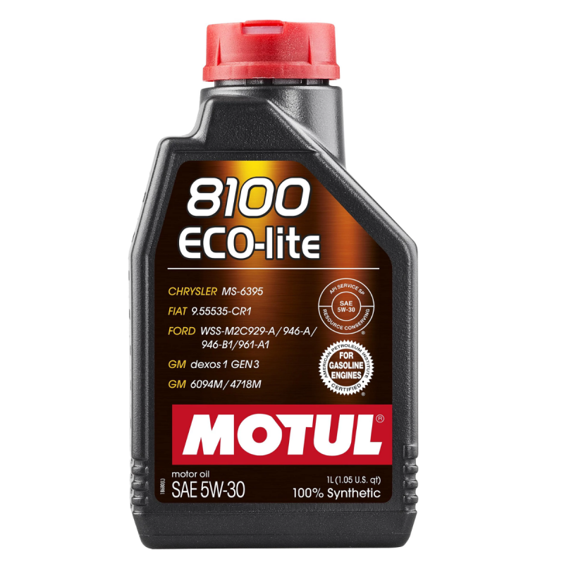 ÓLEO DE MOTOR ALTA ECONOMIA MOTUL 8100 ECO-LITE 5W-30 API SP-RC SINTÉTICO 1 LITRO