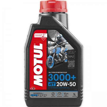 LUBRIFICANTE OLEO DE MOTOR - MOTUL - 3000+ 4T 20W50 - MINERAL - 1 LITRO