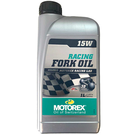 OLEO HIDRÁULICO DE SUSPENSÃO 100% SINTÉTICO MOTOREX RACING FORK OIL 15W 1 LITRO PARA MOTOS E BICICLETAS