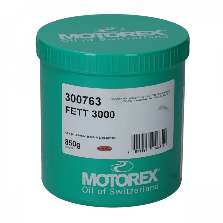 GRAXA PREMIUM ADESIVA P/ HOMOCINÉTICAS, ROLAMENTOS, CAIXAS DE DIREÇÃO, PRO LINK... - MOTOREX - FETT 3000 - 850g