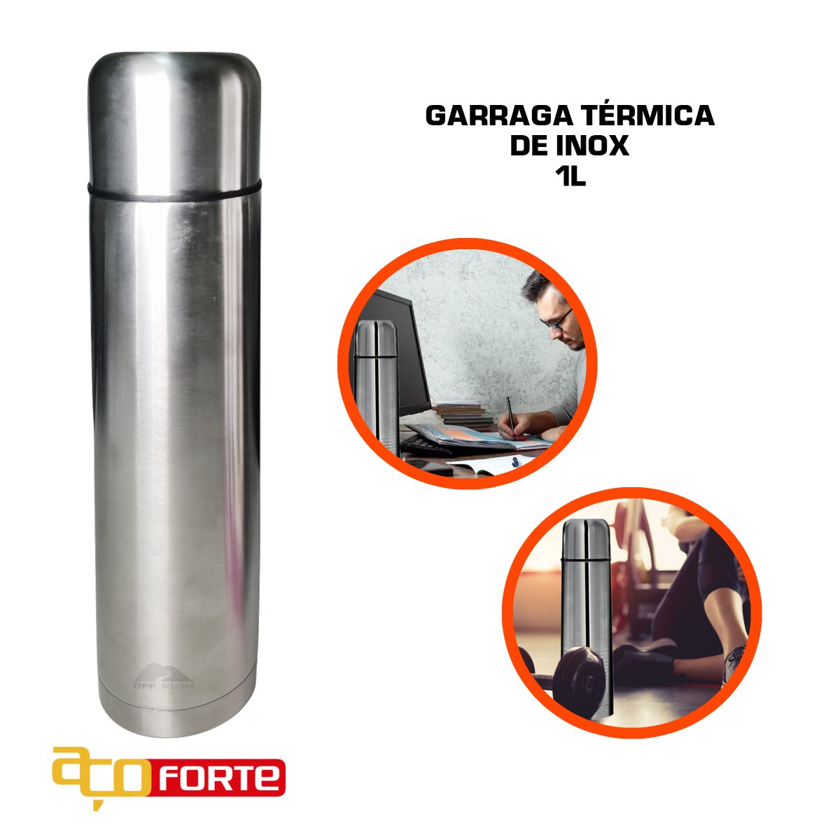 Garrafa Térmica Kahale Aço Inoxidável Aço Cinza 1 Litro 【OFERTA