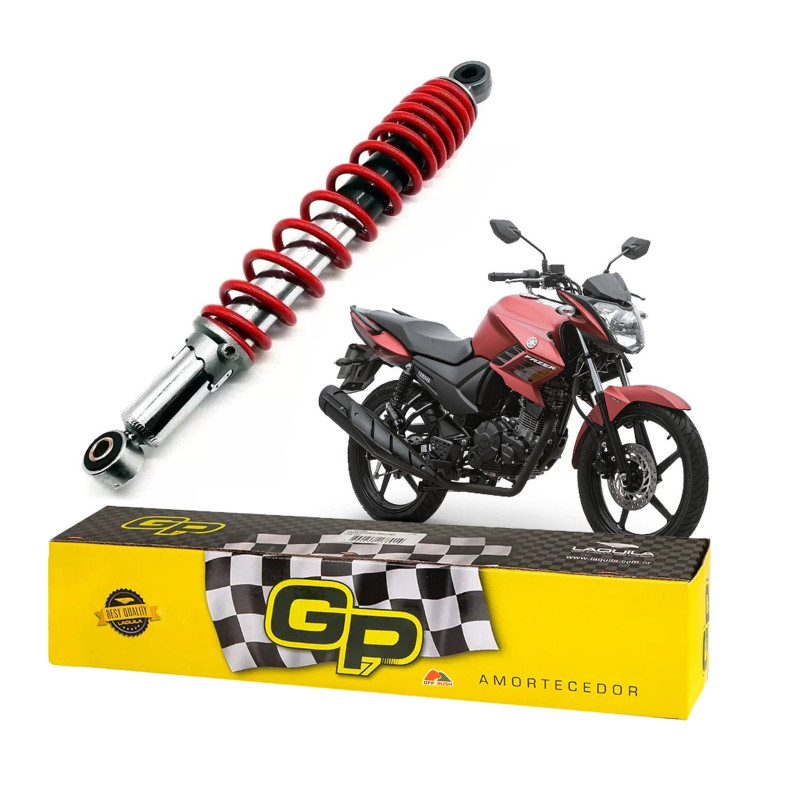 AMORTECEDOR COM REGULAGEM (PAR) - GP7 - FAZER 150 14/ MOLA VERMELHA