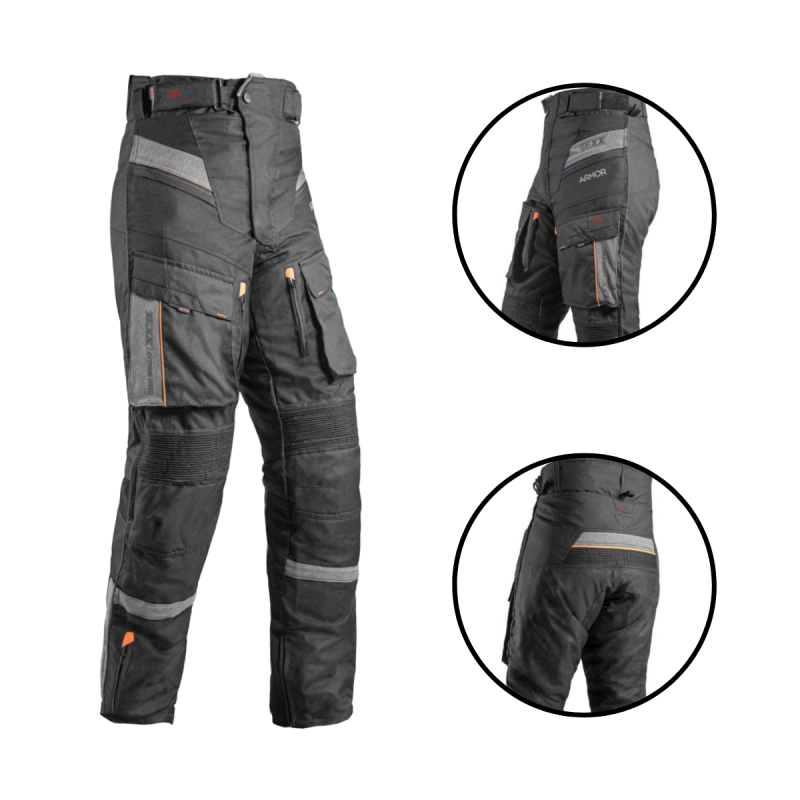 CALÇA P/ MOTOCICLISTA TEXX ARMOR MASCULINA CINZA LARANJA TAM 40