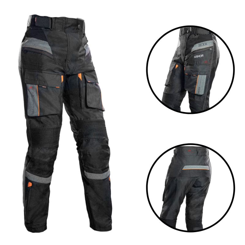 CALÇA P/ MOTOCICLISTA TEXX ARMOR FEMININA CINZA LARANJA TAM 40