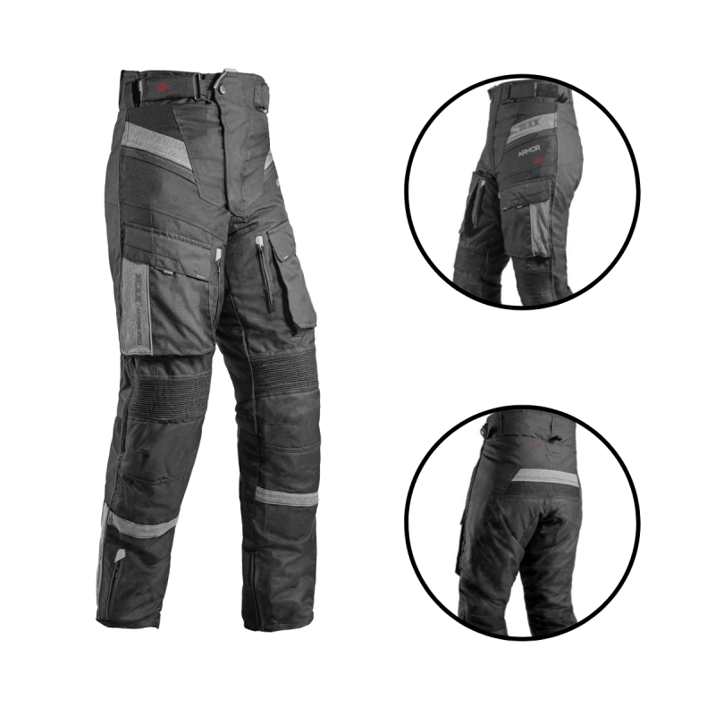 CALÇA P/ MOTOCICLISTA TEXX ARMOR MASCULINA CINZA E PRETA TAM 40