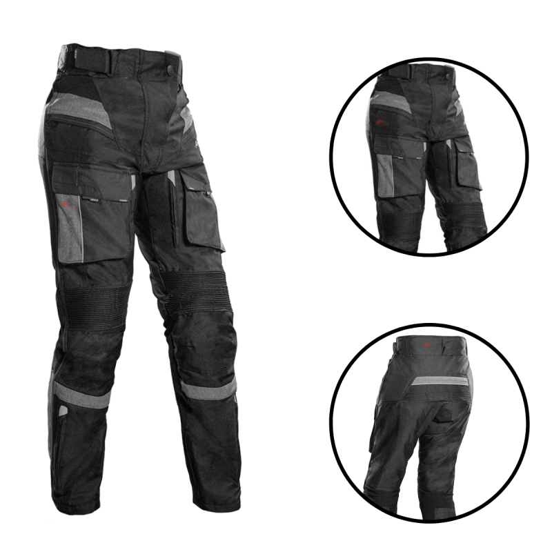 CALÇA P/ MOTOCICLISTA TEXX ARMOR FEMININA CINZA E PRETA TAM 52