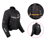 JAQUETA FEMININA P/ MOTOCICLISTA - TEXX NEW STRIKE V2 LADY - PRETA E ROSA TAM 4XL