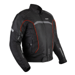 JAQUETA MASCULINA P/ MOTOCICLISTA - TEXX NEW STRIKE V2 - PRETA E VERMELHA TAM M