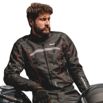 JAQUETA MASCULINA P/ MOTOCICLISTA - TEXX NEW STRIKE V2 - PRETA E VERMELHA TAM M