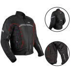 JAQUETA MASCULINA P/ MOTOCICLISTA - TEXX NEW STRIKE V2 - PRETA E VERMELHA TAM M