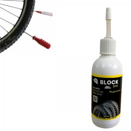 SELANTE PREVENTIVO P/ PNEUS DE BICICLETA COM CÂMARA - BLOCK BIKE PROFISSIONAL (120 ml)