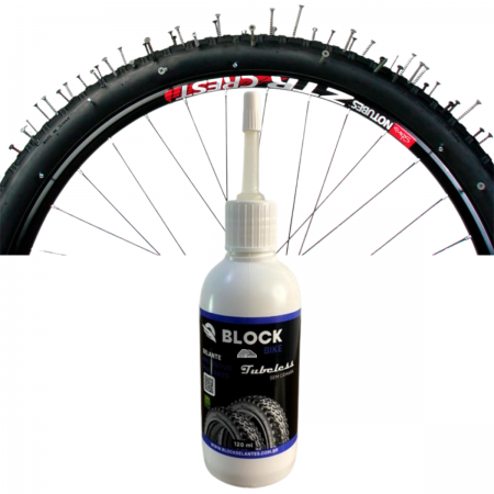 SELANTE PREVENTIVO P/ PNEUS DE BICICLETA SEM CÂMARA - BLOCK BIKE PROFISSIONAL (120 ml)