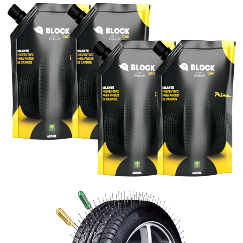 SELANTE PREVENTIVO P/ PNEUS DE CARRO ARO 13,14,15 - BLOCK CAR PRIME (KIT C/ 4)