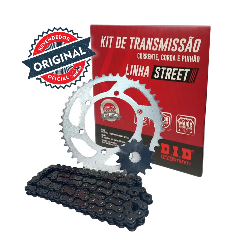 KIT TRANSMISSÃO DID - C/ RETENTOR - YAMAHA FZ25 FAZER 250 2018 A 2023 - 46/15T (428HXV-136L)