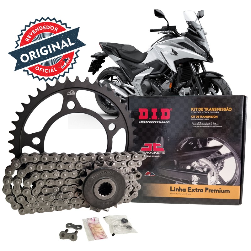 KIT TRANSMISSAO DID - EXTRA PREMIUM C/ RETENTOR - HONDA NC750X 43/17T - (520VO-114ZB)