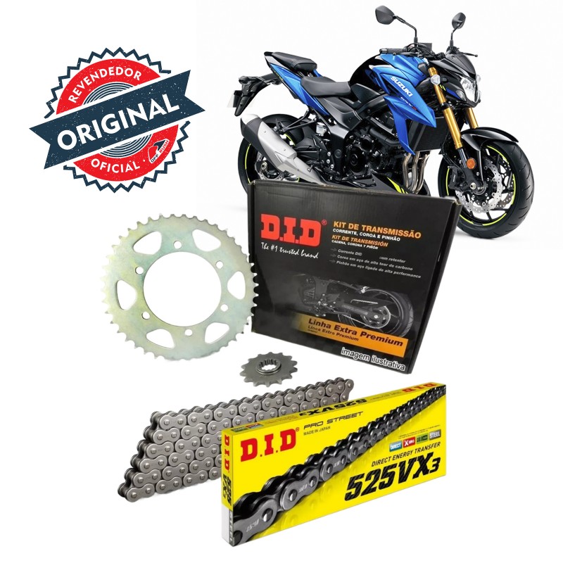 KIT TRANSMISSAO DID - EXTRA PREMIUM C/ RETENTOR - SUZUKI GSX-S GSXS 750 (2017~) 43/17T (525VX3-114ZB)