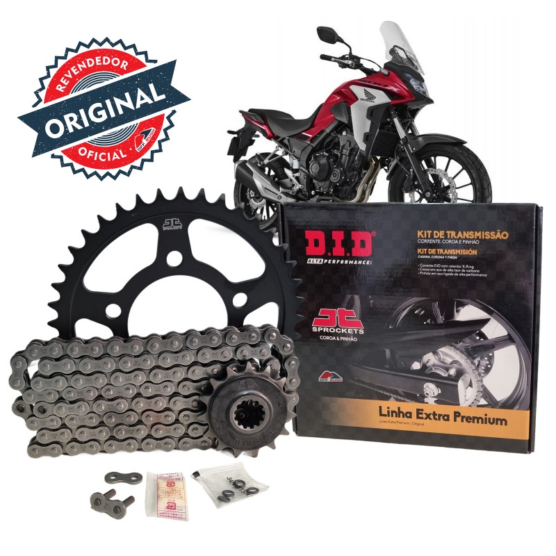 KIT TRANSMISSAO DID - EXTRA PREMIUM C/ RETENTOR - HONDA CB 500F; CB 500X 2020 a 2023 - 41/15T (520VO - 112ZB)