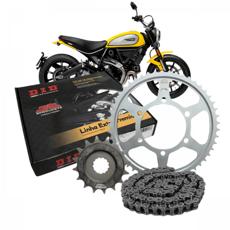 KIT TRANSMISSÃO DID - EXTRA PREMIUM C/ RETENTOR - DUCATI SCRAMBLER 800 - 46/15 - (520VX3-104ZB)