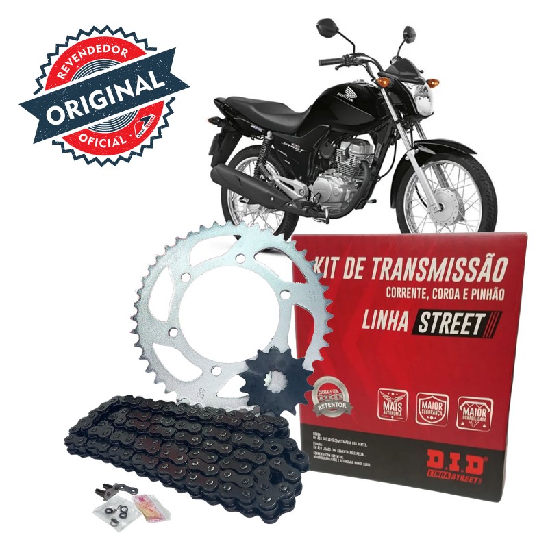 KIT TRANSMISSAO DID - C/ RETENTOR - HONDA CG 150 TITAN/FAN/CARGO - 43/16T - ( 428HXV-118L )