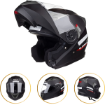CAPACETE TEXX GLADIATOR ESCAMOTEÁVEL ARTICULADO PRETO FOSCO (TAM 58)