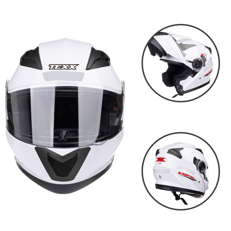 CAPACETE TEXX GLADIATOR ESCAMOTEÁVEL ARTICULADO BRANCO (TAM 60)