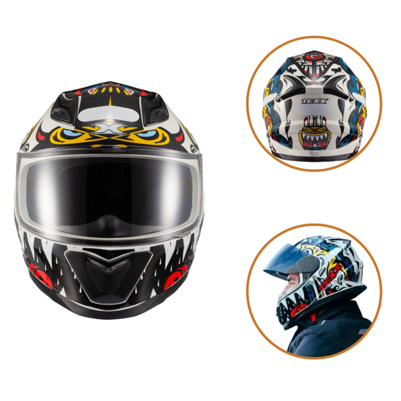 CAPACETE TEXX HAWK HUNGER FECHADO BRANCO E AMARELO (TAM 56)