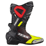 BOTA ESPORTIVA P/ MOTOCICLISTA TEXX PISTA PRETA, VERMELHA E AMARELA TAM 42