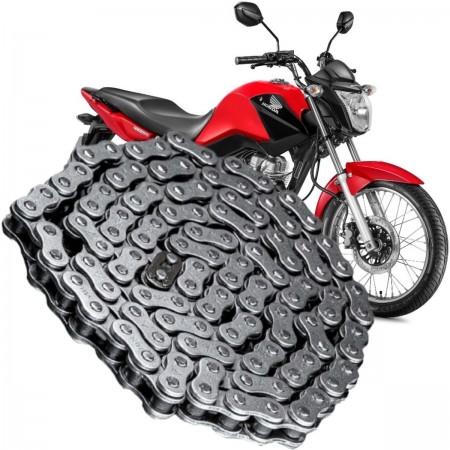 CORRENTE TRANSMISSÃO DAROM 428HX118L - HONDA CG 150 / 160 (04-24), YAMAHA YBR 125 (00-08)