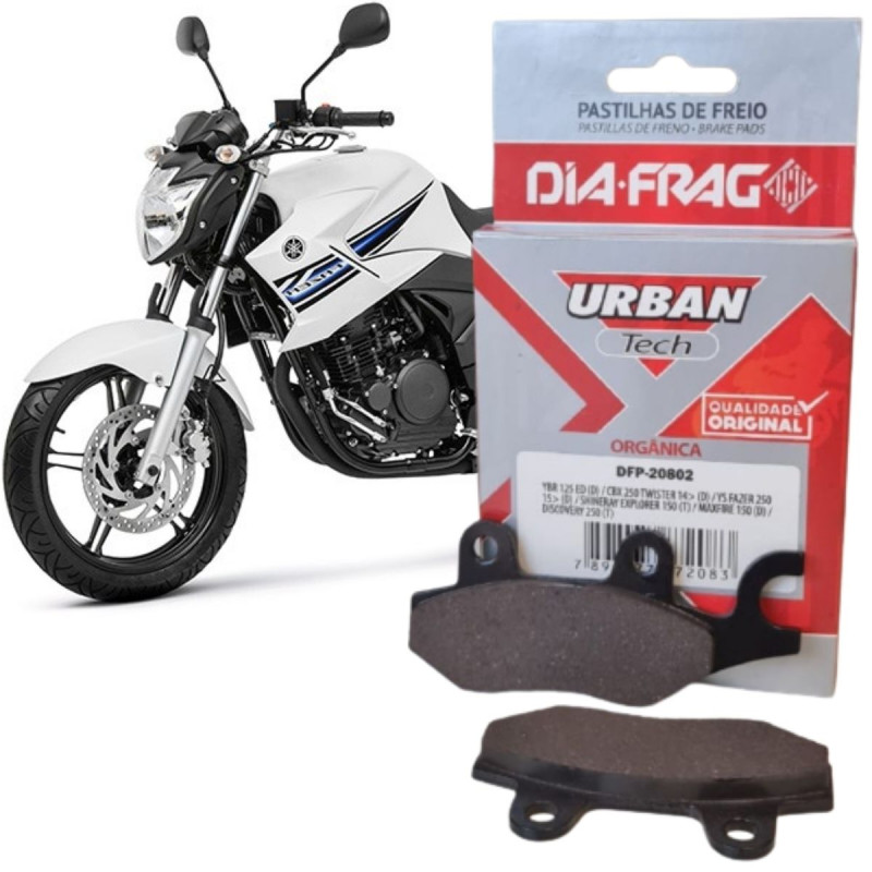 PASTILHA DE FREIO - DIAFRAG - URBAN TECH - ORGÂNICA - YBR 125 ED /CBX 250 (D / FAZER 250 (D) / “SHINERAY” EXPLORER 150 (T)